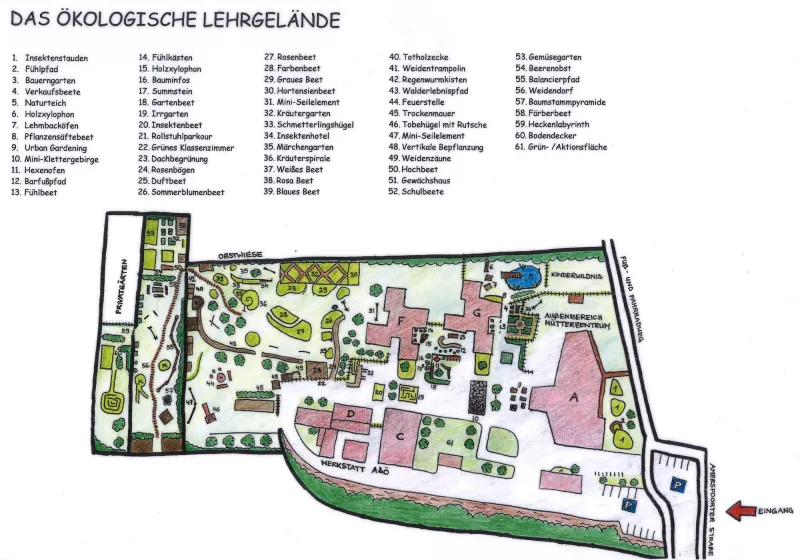 Übersichtskarte des ökologischen Lehrgeländes der ÖkoNet in Huchtingen