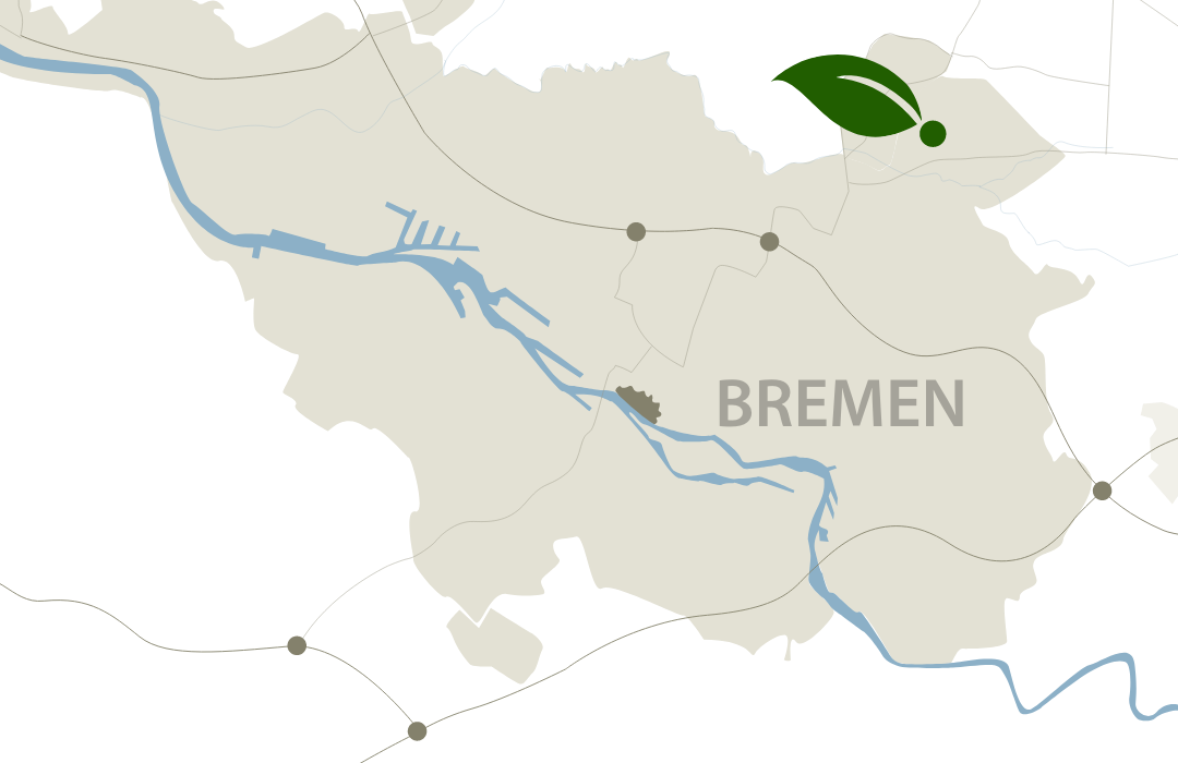 Karte Lage Bremer Lernweg der Gärtnerei rhizom in Bremen